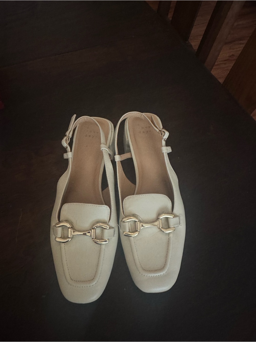 a new day Cream Slingback Loafers with Gold Bit